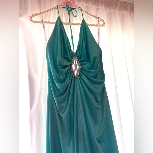 Teal Maxi Halter Dress - Picture 1 of 2